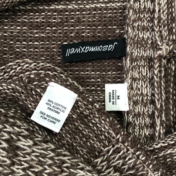 Jason Maxwell Womens Sz M Brown 3/4 Roll Tab Sleeve Open Front Cardigan Sweater - Picture 5 of 9